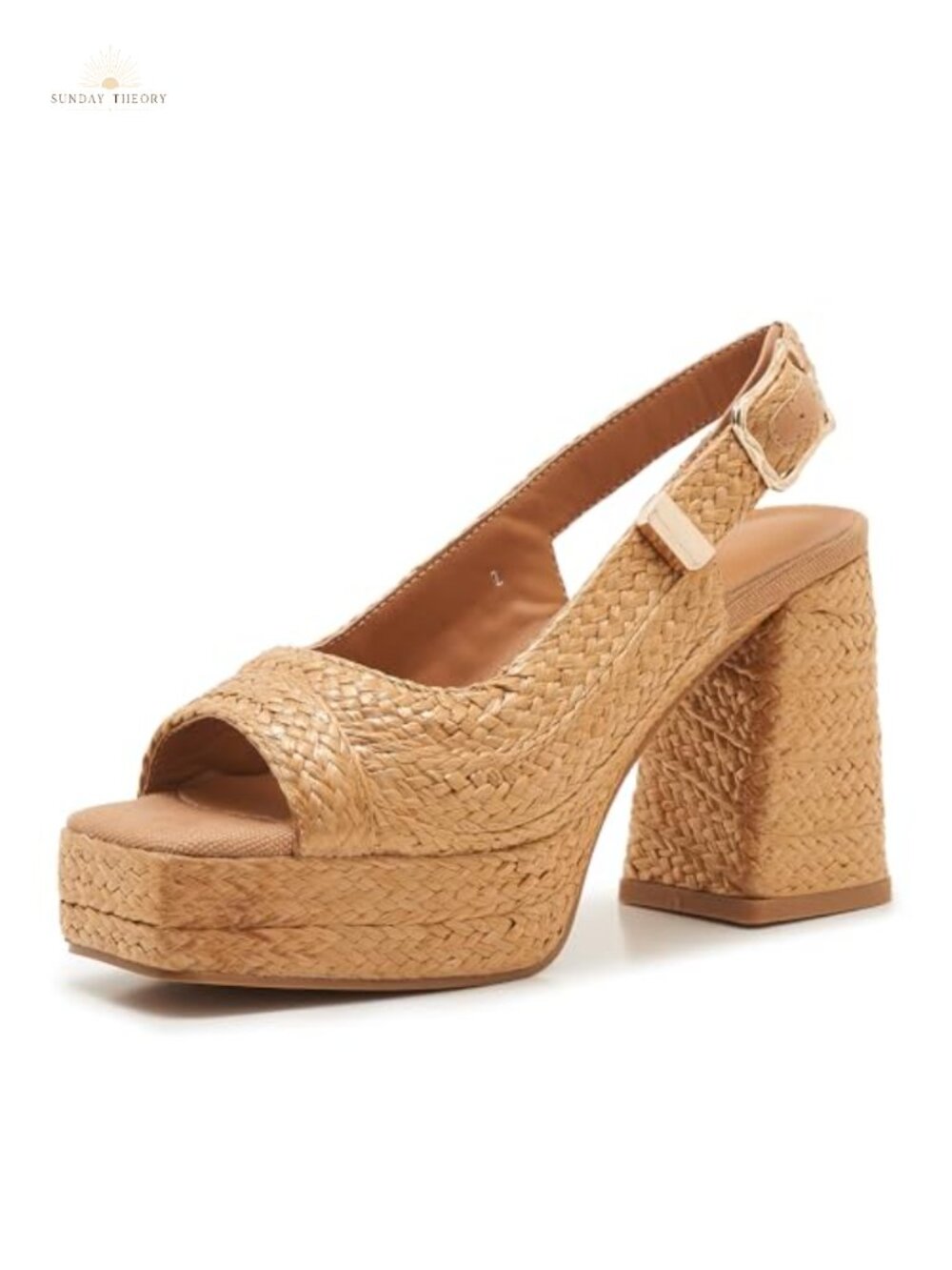 Raffia Platform Sandals Women Open Toe Chunky Block Heel Slingback